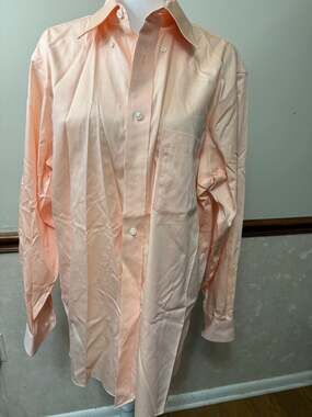 Eagle Shirtmakers Dress Shirt Size 15.5 32/33 Peach Regular Fit Non-Iron